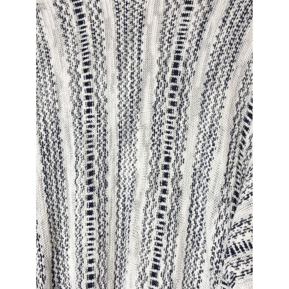Pendleton Blue White Striped Open Front Cardigan Sweater Cotton Womens XL